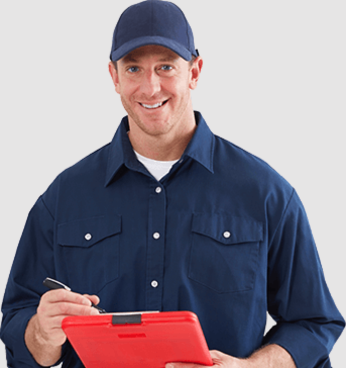 a absolute contractor with clipboard ready to start services
